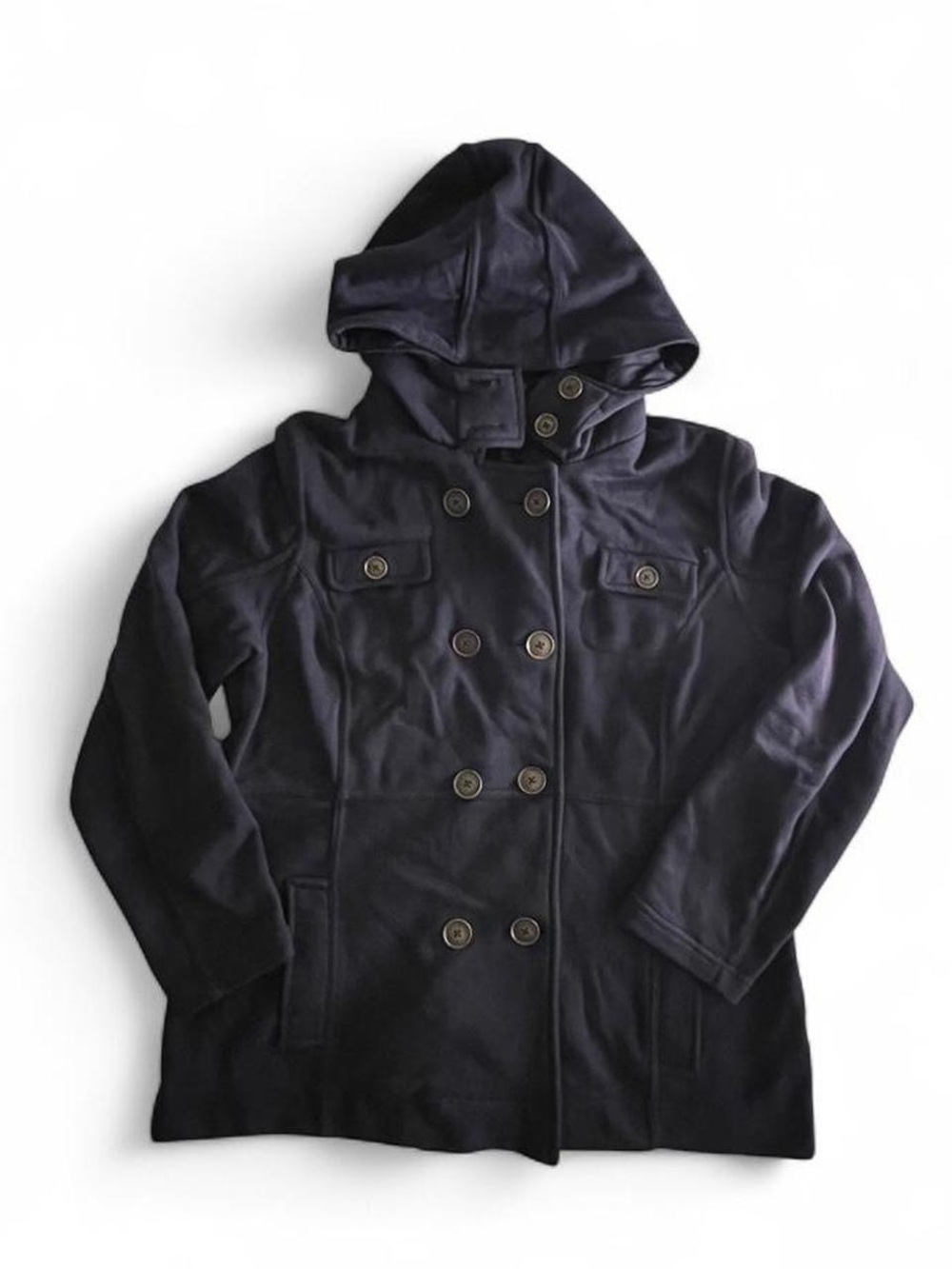 Merona Women’s Hooded Double-Breasted Peacoat XXL Navy